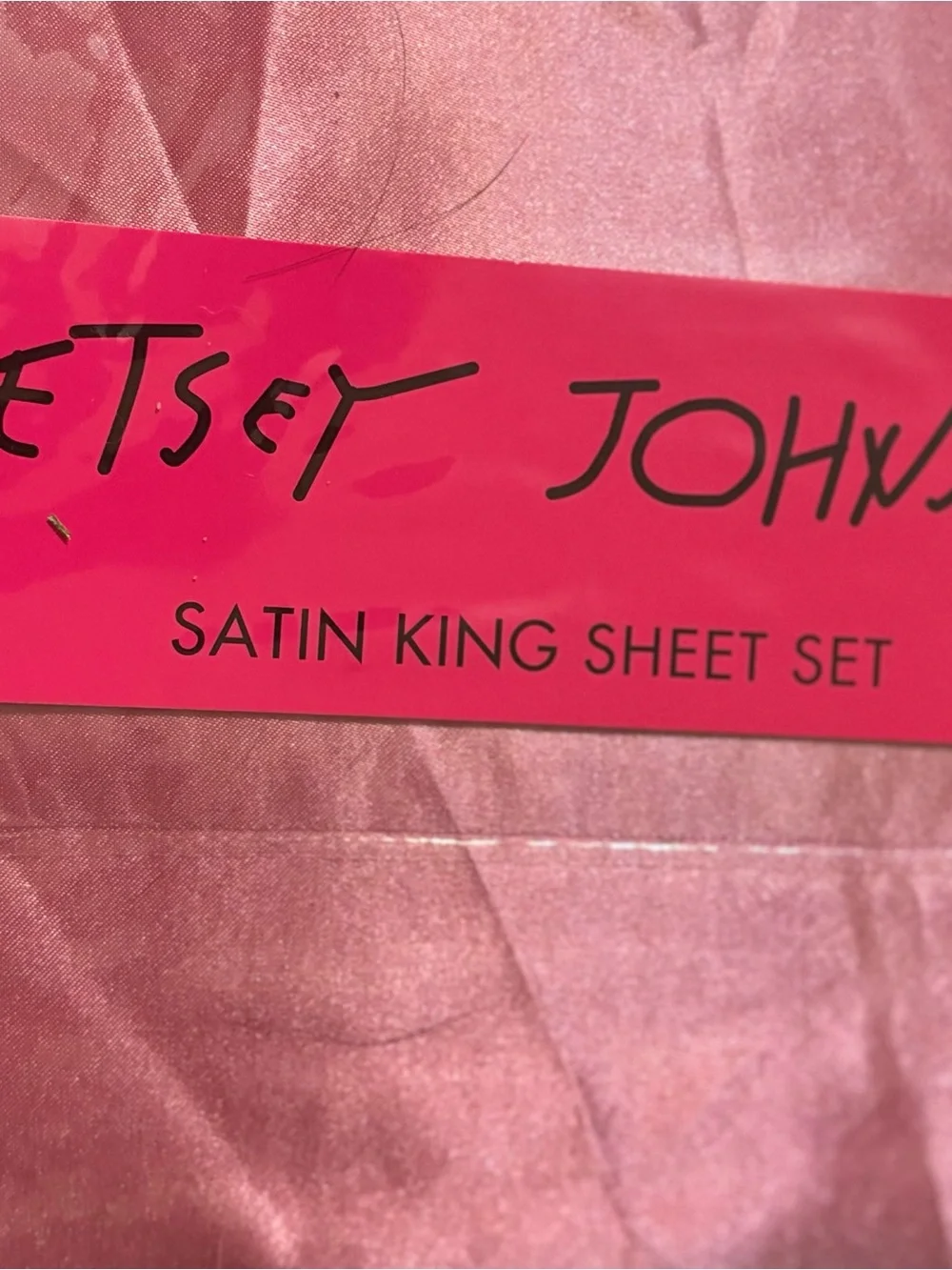 Betsey Johnson Hot Pink Satin King Sheet Set